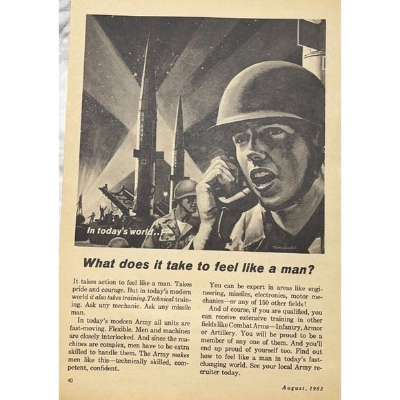 US Army Recruiter Print Ad Vintage 1963 What Does it Take to Feel Like a Man - Picture 6 of 6